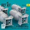 RESKIT RS32-0546 AN-M58 bombs (500 lbs) for all USAF & RAF of WW2 & Korean War (6 pcs) (3D Printed) 1/32